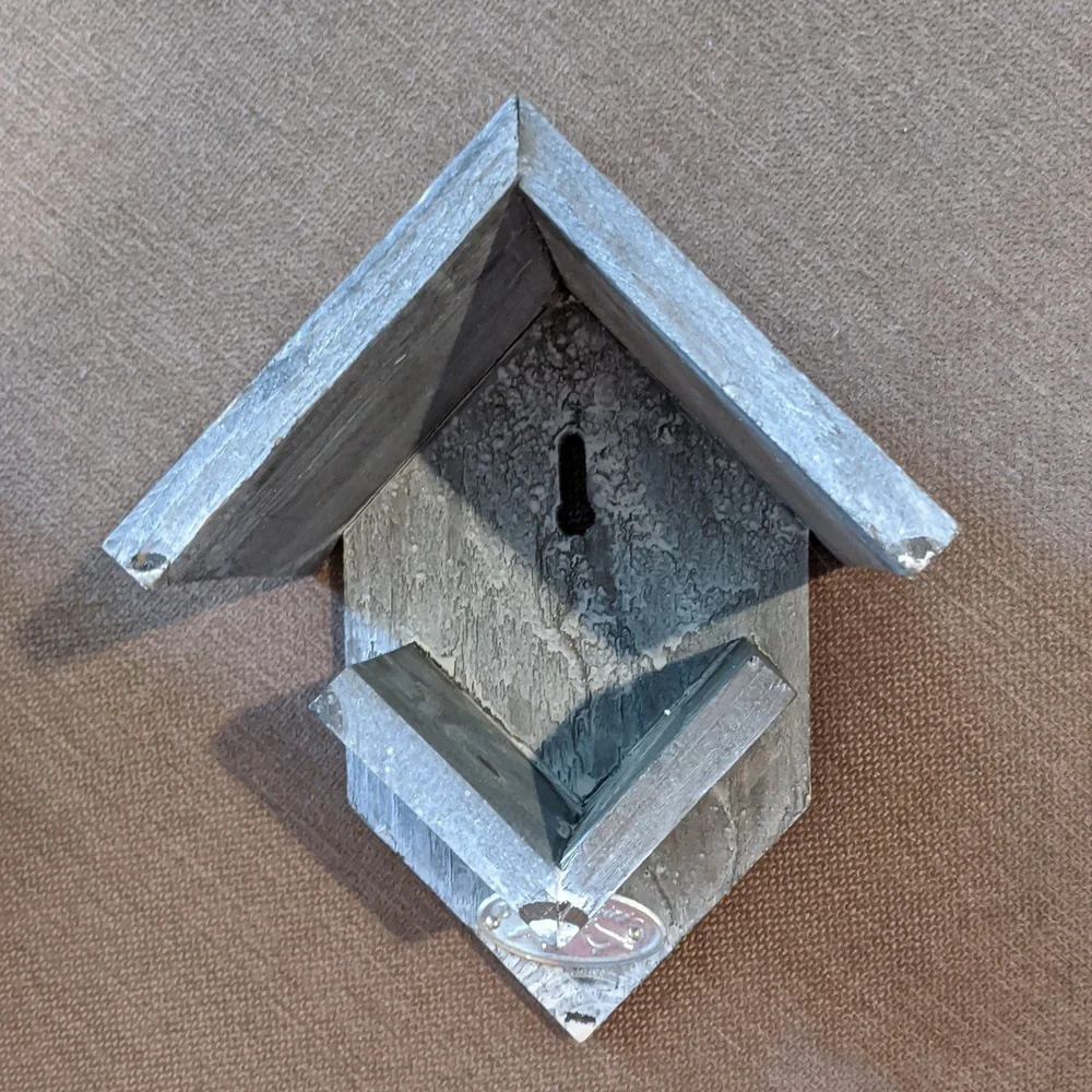 New Bird Feeder Rustic Wood Peanut Butter Jar Holder Outdoor Bird House Decor